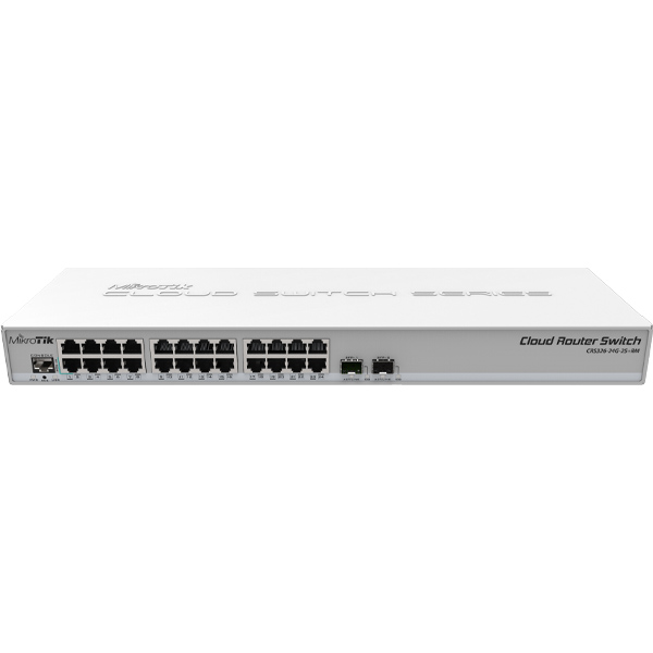 Mikrotik Cloud Router Switch 326-24G-2S+RM: 24-port Gigabit switch, 2 SFP+ cages, 1U rackmount, Dual boot (RouterOS/SwitchOS)|ACCESSORIES